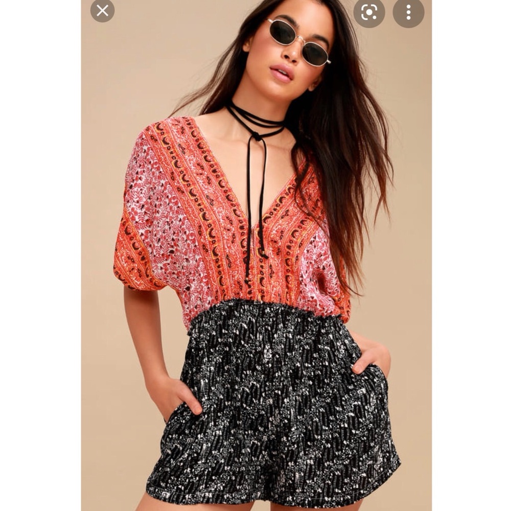 Free people Arizona Orange and black print Romper